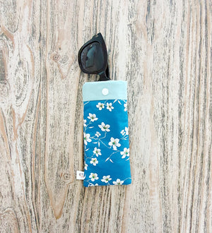 Etui à lunettes Fleur Amandier Bleu