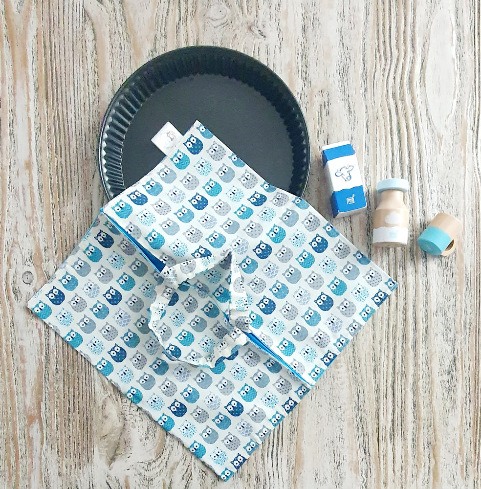 Sac à Tarte Hiboux Bleu