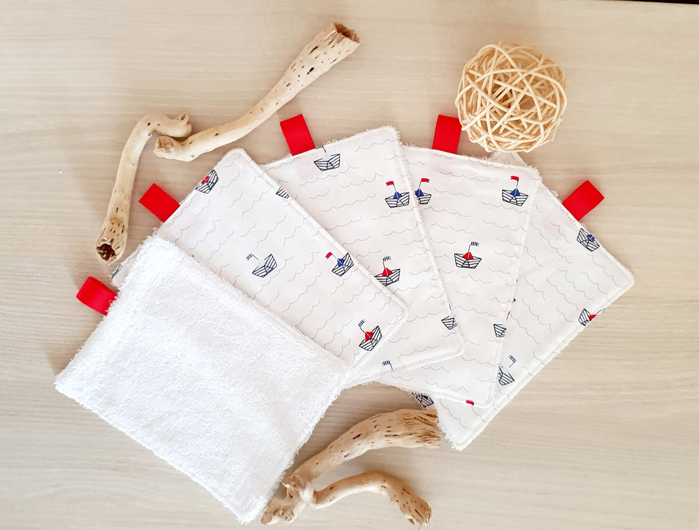 Lingettes lavables XL Petits bateaux mouettes