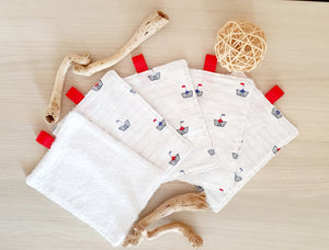 Lingettes lavables XL Petits bateaux mouettes