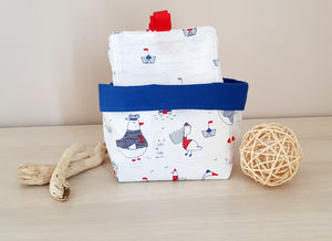 Lingettes lavables XL Petits bateaux mouettes