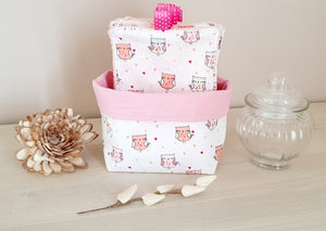 Lingettes lavables XL Hiboux rose