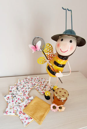 Lingettes lavables Liberty Abeilles