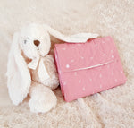 Tapis à Langer Rose à Fleurs Blanche