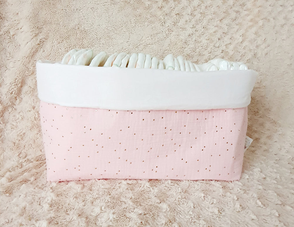 Panière à couches "Double gaze Rose clair"