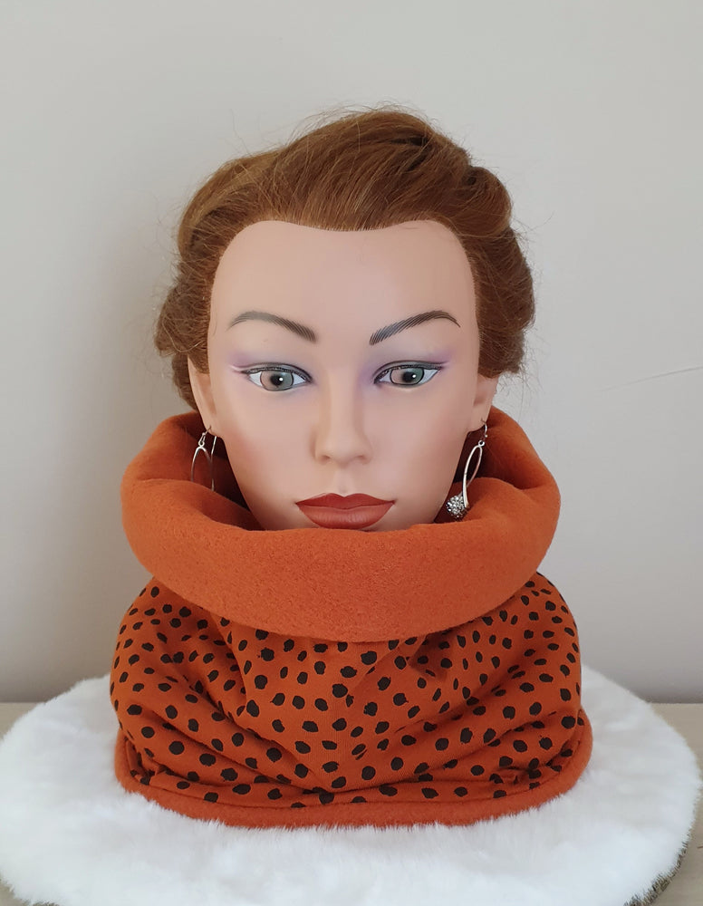 Snood Femme "Pois Léopard Orangée"