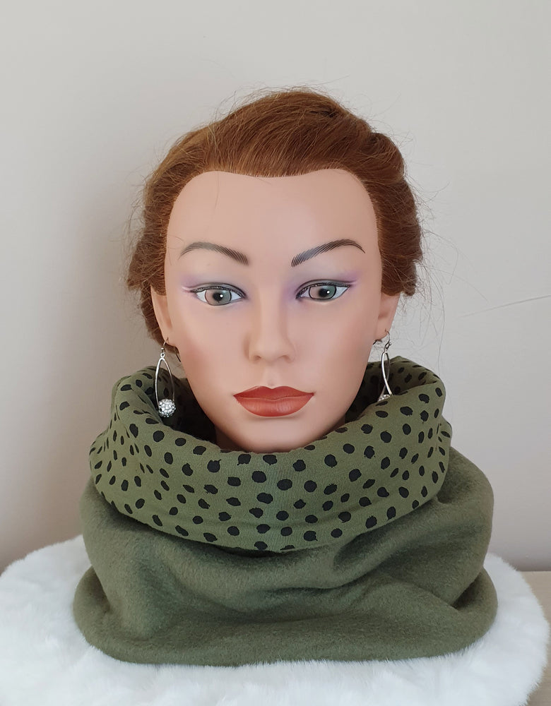 Snood Femme "Pois Léopard Kaki"