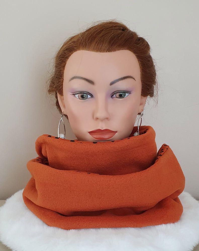 Snood Femme 2 tours "Pois Léopard Orangée"