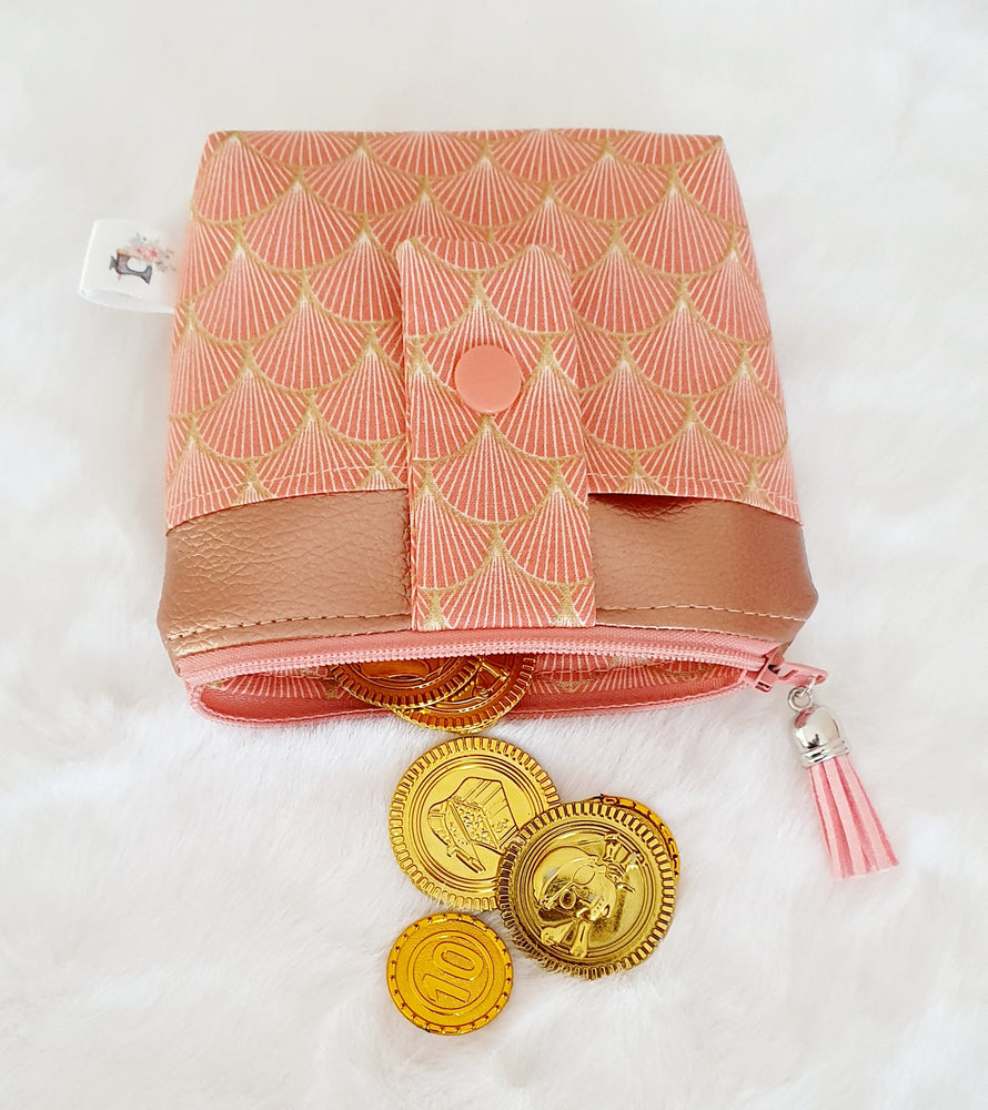 Porte Monnaie "Eventails Corail"