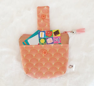 Porte Monnaie "Eventails Corail"