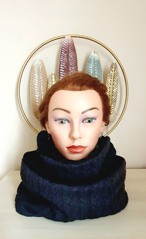 Snood Femme 2 tours "Effet tricot noir"