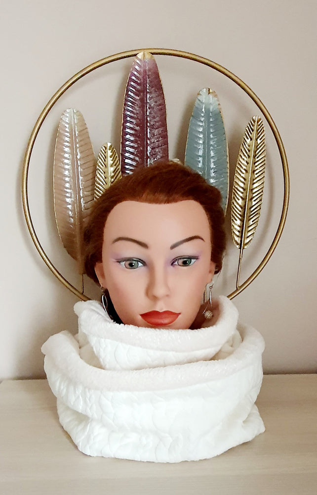 Snood Femme 2 tours "Effet tricot écru"