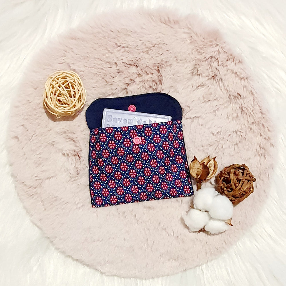Pochette à Savon "Fuchsia et Marine"
