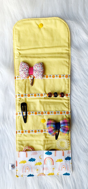 Pochette à Barrettes/Chouchous "Arc-en-ciel Jaune"