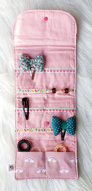 Pochette à Barrettes/Chouchous "Arc-en-ciel Rose"