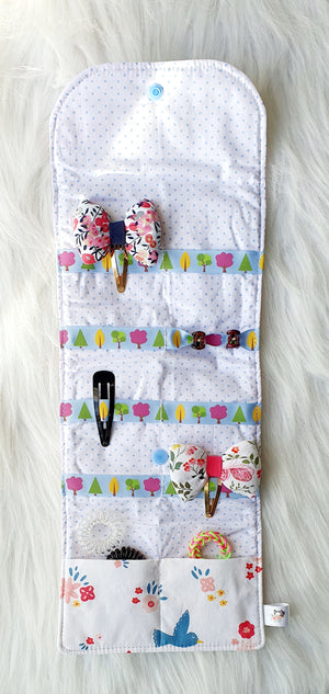 Pochette à Barrettes/Chouchous "Oiseaux-Fleurs"