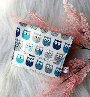 Pochette à Barrettes/Chouchous "Hiboux Bleu"