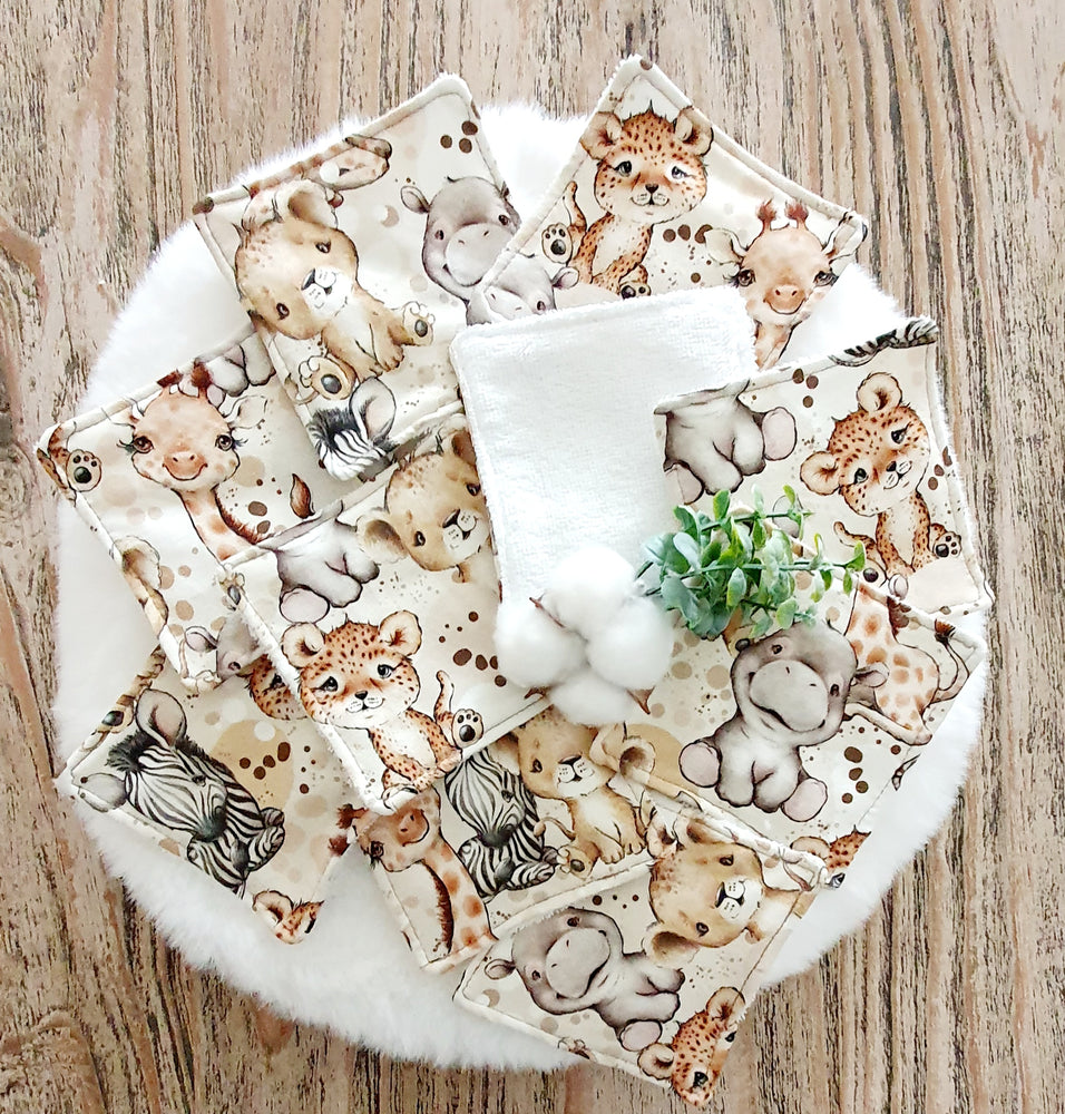 Lingettes lavable "Animaux de la Savane"