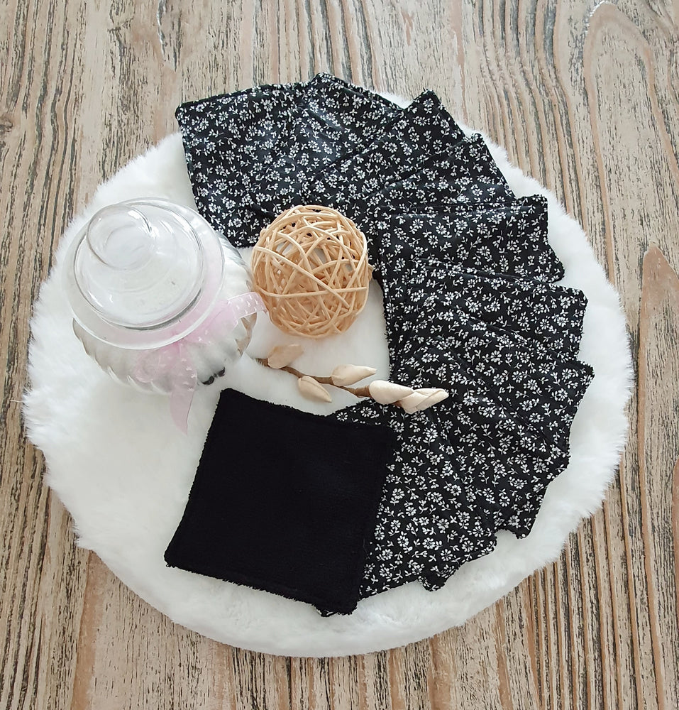 Lingettes lavables Liberty Noir et Blanc