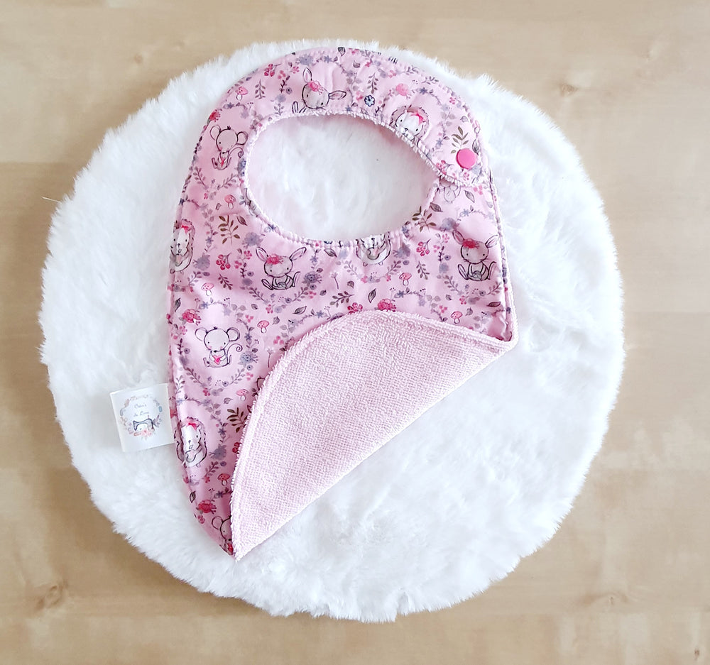 Bavoir Couronne de Fleurs Animaux Rose