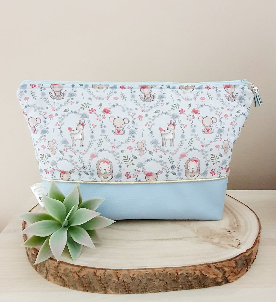 Trousse de Toilette Couronne de Fleurs Animaux Bleu
