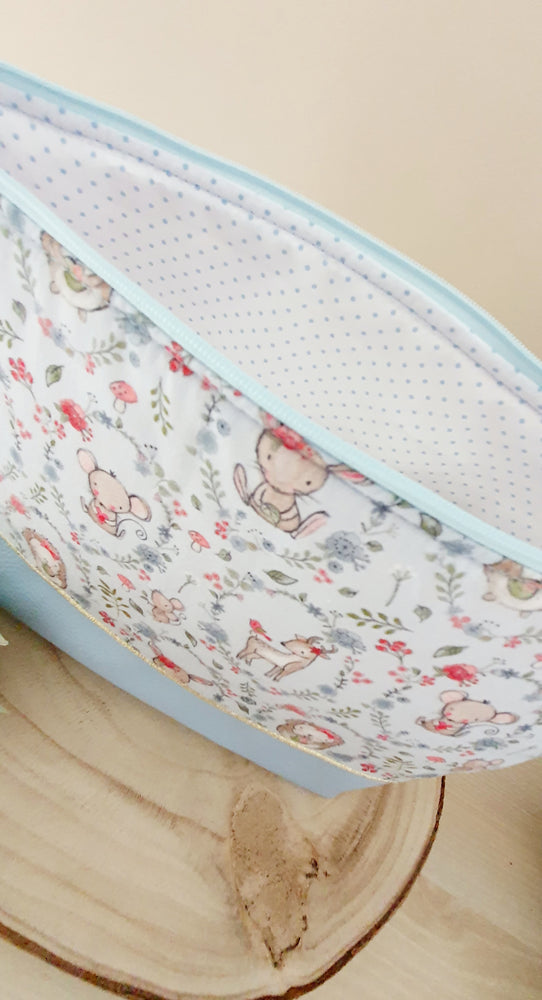 Trousse de Toilette Couronne de Fleurs Animaux Bleu